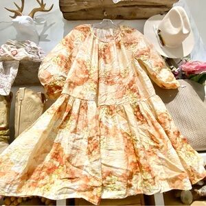 Gorgeous Ballon sleeves boho doll dress w floral gardenia shabby chic vacay vibe